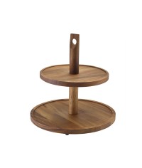 Acacia Wood Two Tier Cake Stand